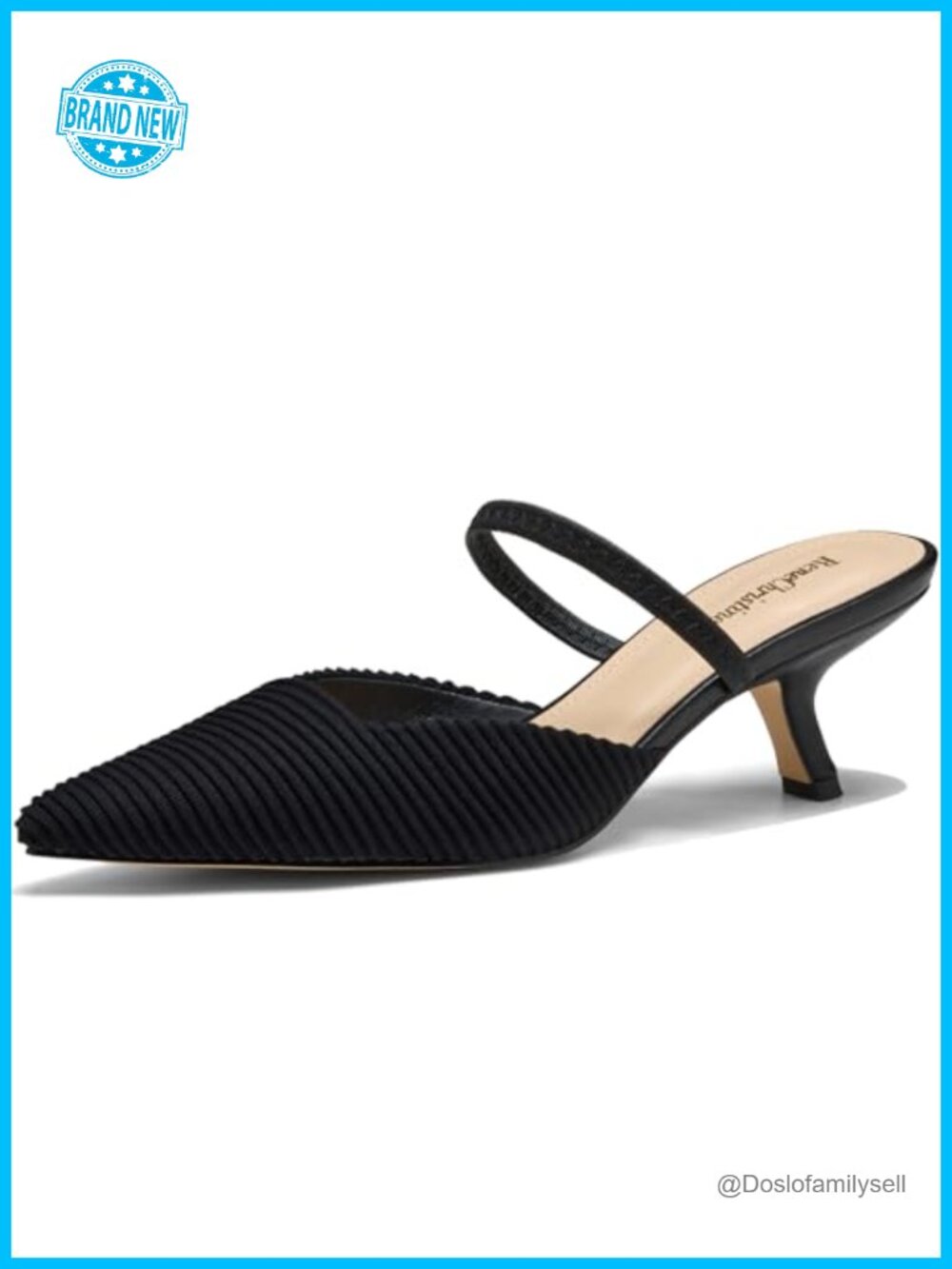 Pointed Toe Kitten Heel Slingback Pumps Convertible Elastic Strap Work Dress